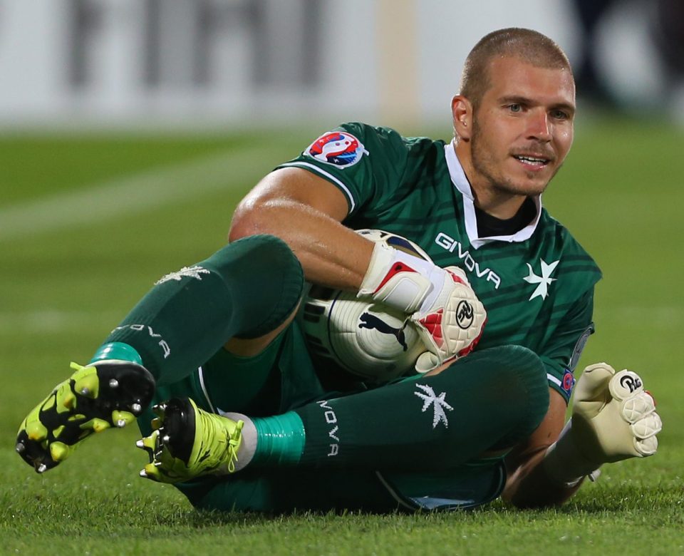 Andrew Hogg of Malta during the UEFA Euro 2016 Qualifier between Italy and Malta