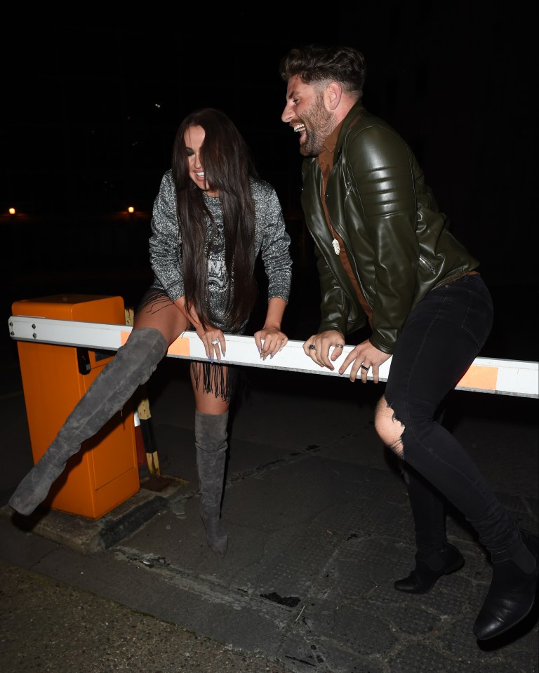  She and Sam Giffen straddled a parking barrier during a night out last month