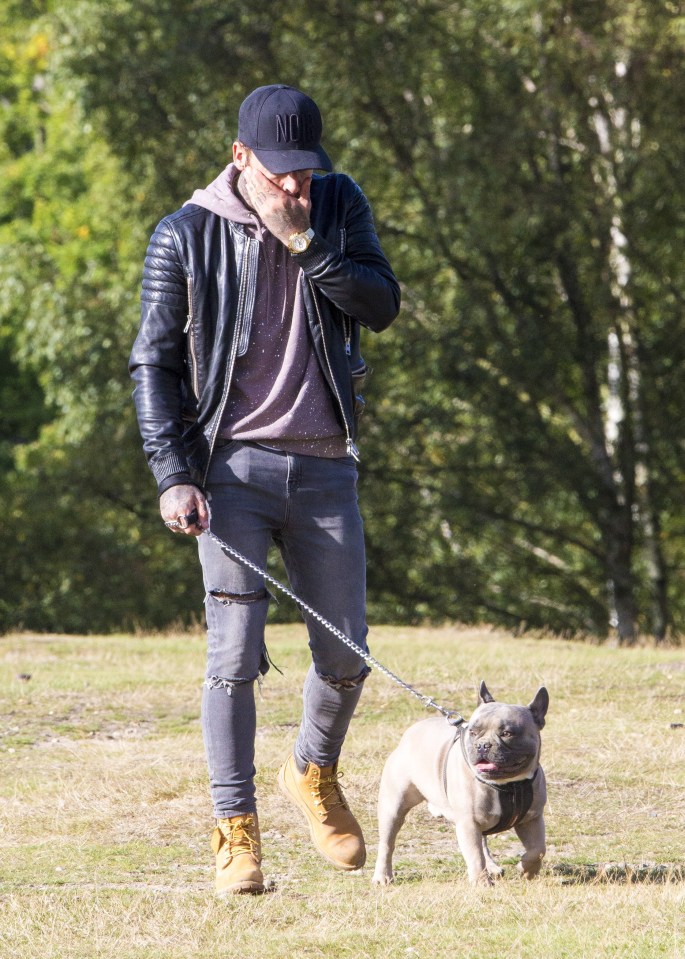 In contrast, former flame Pete Wicks looked upset while walking his dog after his recent sexting scandal involving Jacqui