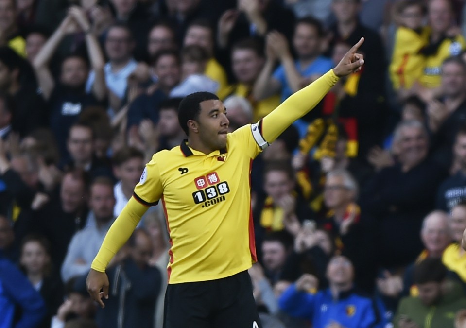 Troy Deeney celebrates Watford's equaliser