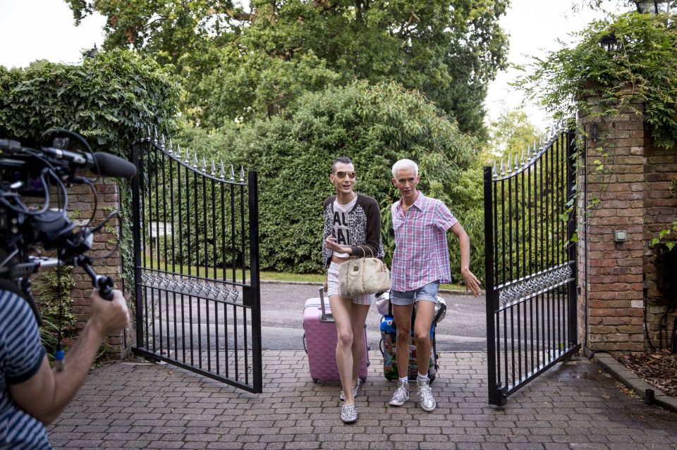  The pair entering the gated X Factor house