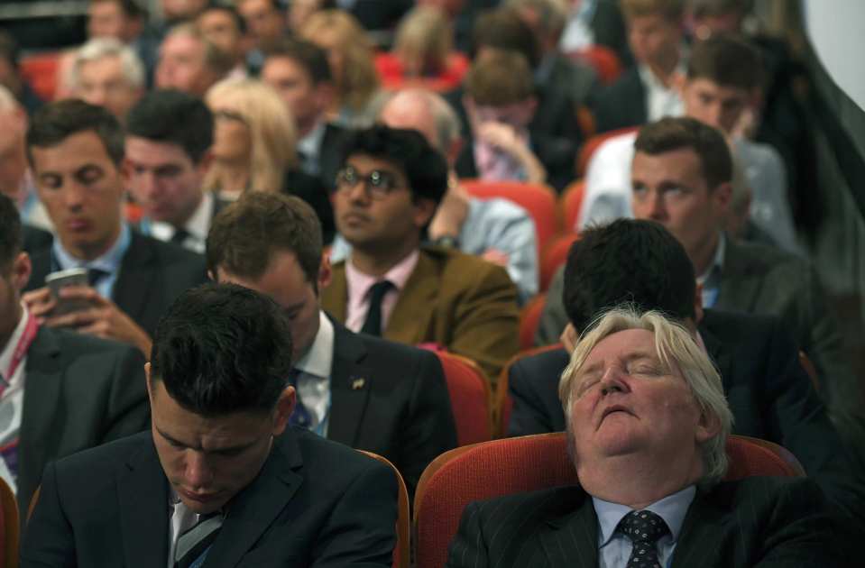  The party supporters couldn't keep their eyes open