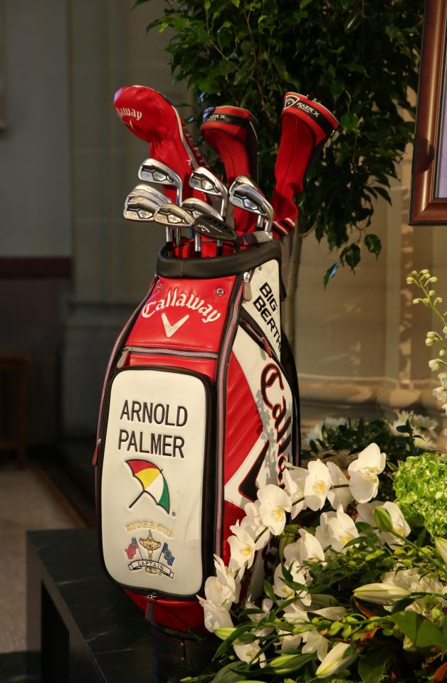 Arnold Palmer's bag was on show at the moving ceremony