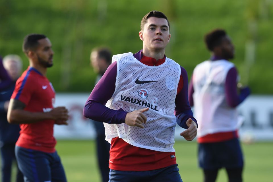 Michael Keane gets into his stride during his first ever England training session