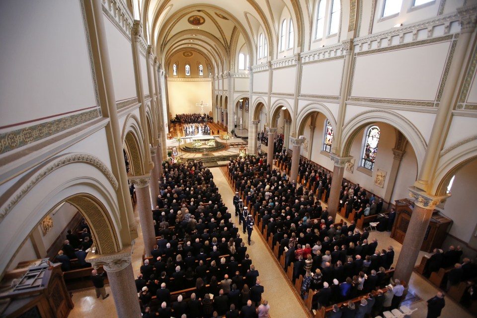 The church, in his hometown of Labrobe, Pennsylvania, was packed to capacity