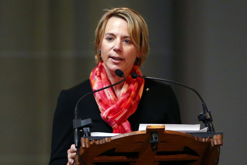 Hall Of Famer Annika Sorenstam, of Sweden, speaks at the ceremony