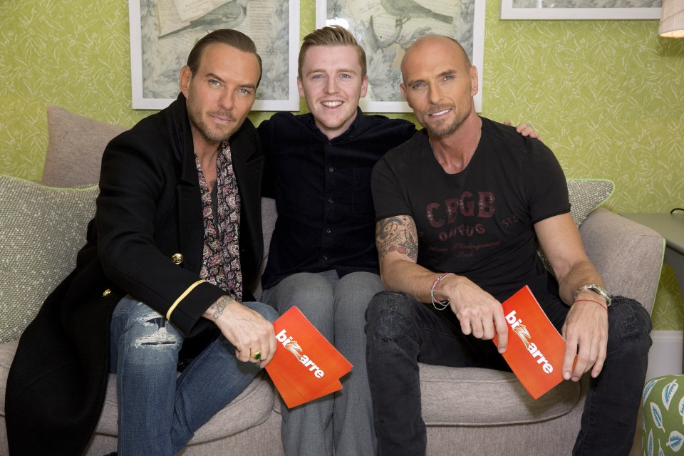  Together again . . . Sun man Ally Farrell with Matt and Luke Goss