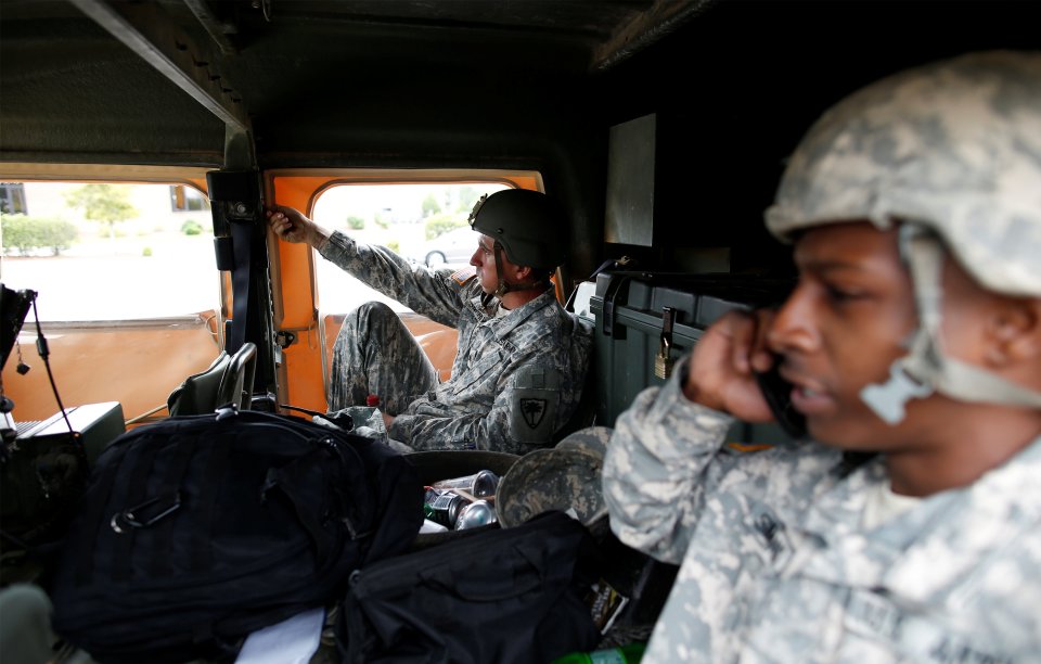 Members of the National Guard prepare in South Carolina