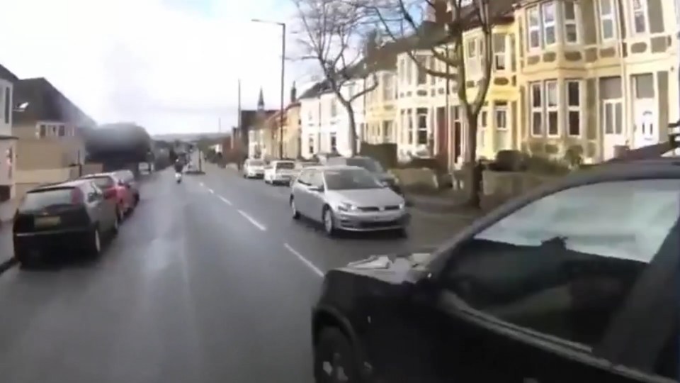  Close call ... Trevers was given the shock of his life when BMW almost pushed him off his bike