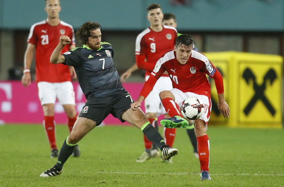  Joe Allen injured his hamstring in the draw with Austria