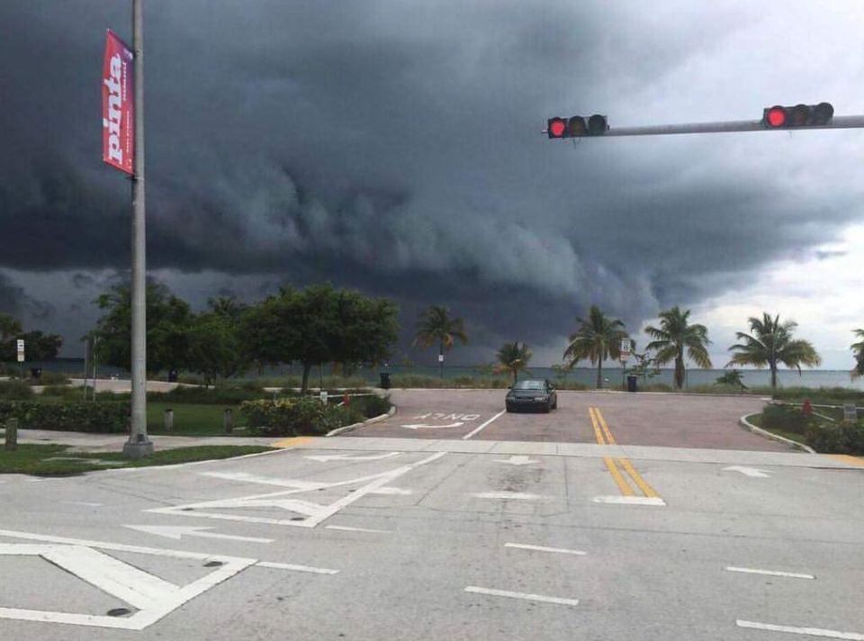 Storm clouds make their way over Miami as Florida braces itself for the worst storm to hit it in a decade