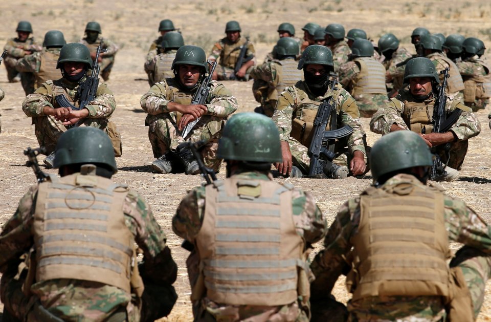  Fighters from predominantly Sunni Arab force take part in a training session before the upcoming battle to recapture Mosul