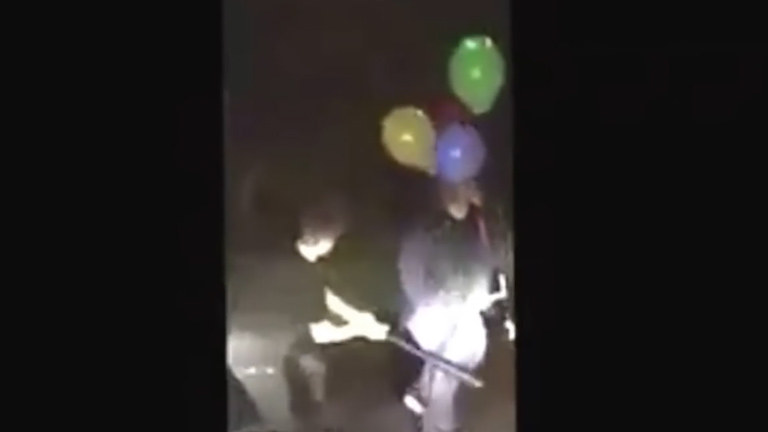  This clown's party was over when he was beaten by two men