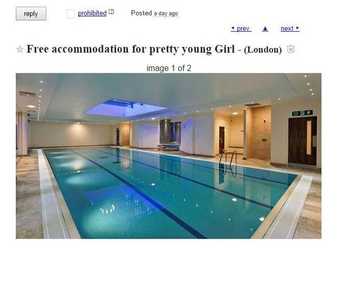  Only 'pretty' girls need apply to this ad for accommodation in London