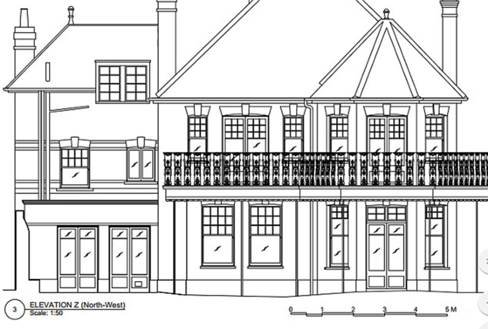  Plans for a two storey extension above an existing flat-roofed extension