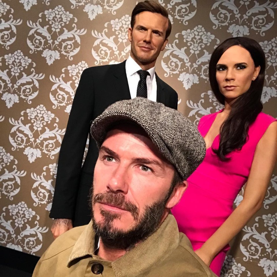 David Beckham posted a cheeky snap with his waxwork yesterday