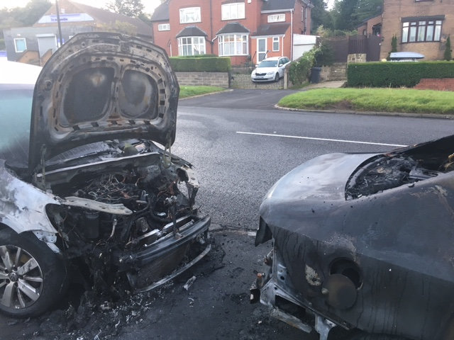  Yobs torched 11 cars in a two mile area of Sheffield this weekend