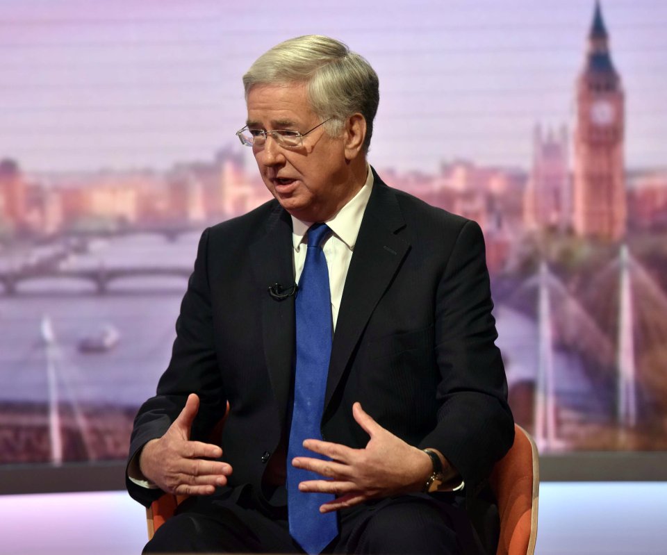 Britain's Defence Secretary Michael Fallon speaks on the BBC's Andrew Marr Show in London