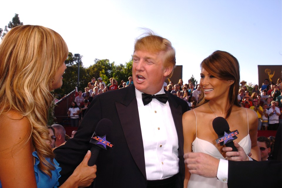  Nancy O'Dell with Donald Trump and his then-fiancee Melania Knauss