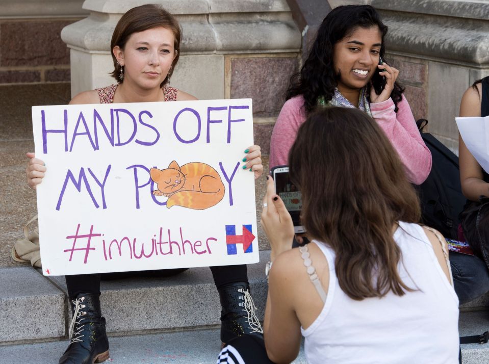 Student Breckan Erdman carries around a