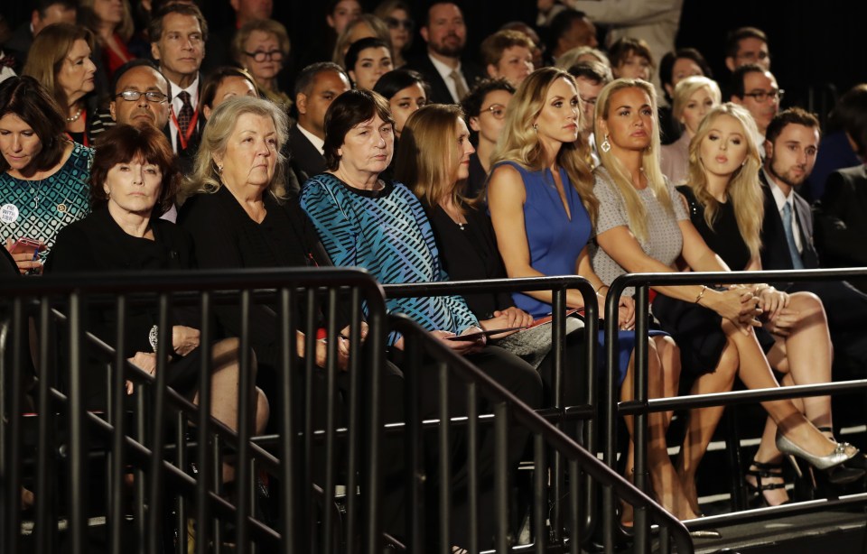 Women who have accused Bill Clinton of sex attacks sit in the debate audience