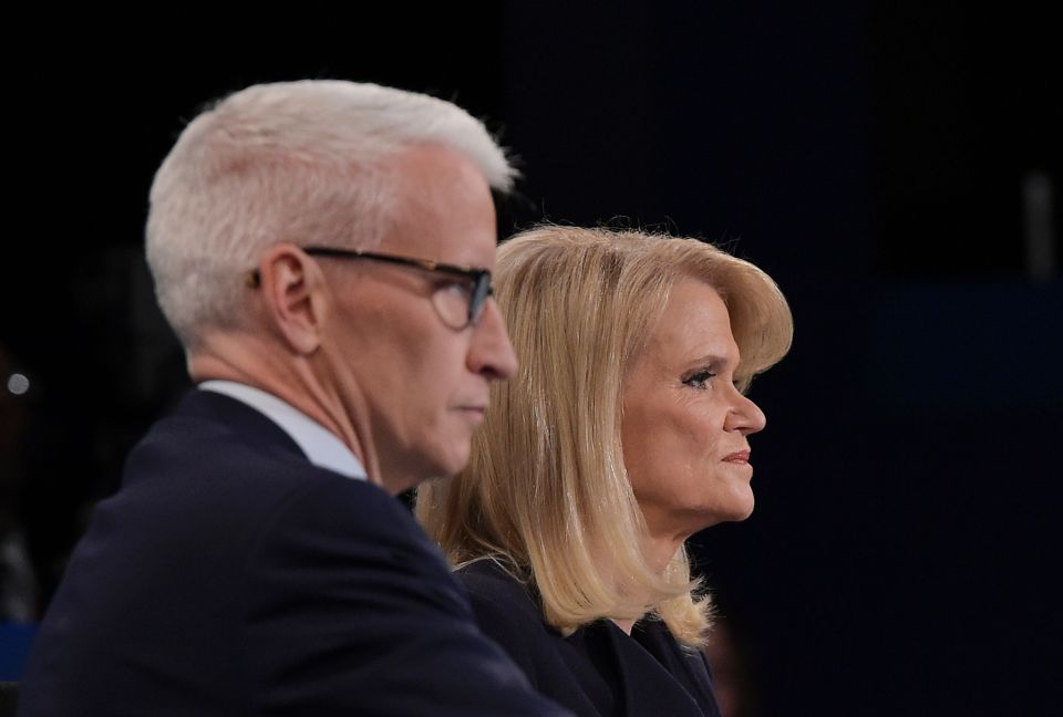 Moderators Anderson Cooper of CNN and Martha Raddatz of ABC are seen at the second presidential debate