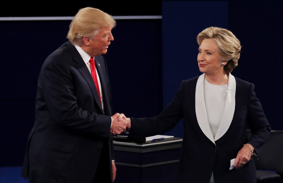 The highly combative debate began with the presidential hopefuls refusing to shake hands - but did end with a handshake following a final debate question which saw the pair identify traits they admire in one another