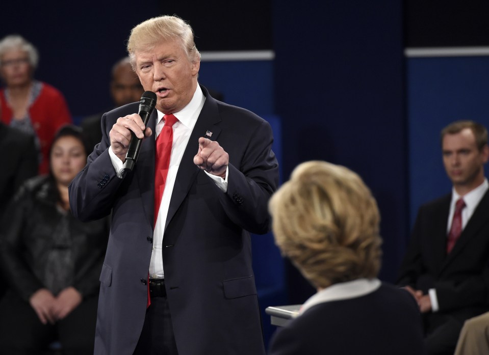 Trump and rival Hillary Clinton go head-to-head in the third presidential debate tomorrow. Trump was believed to have come out on top in the second clash (pictured)