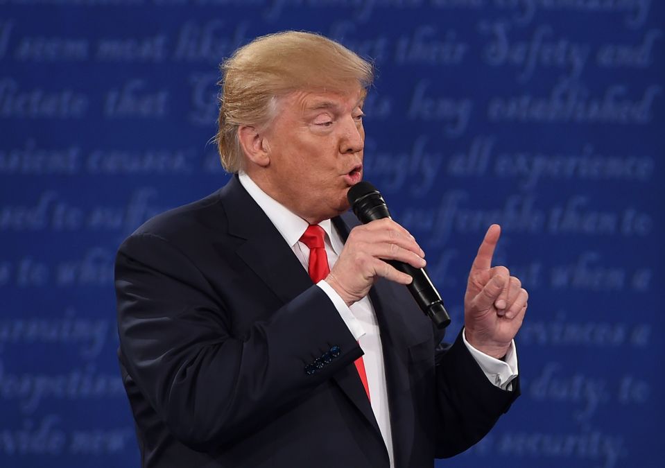  US Republican presidential candidate Donald Trump speaks during the second presidential debate