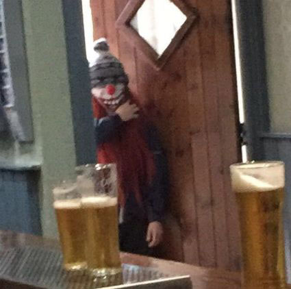  In Birmingham a young woman was followed by a clown into the pub