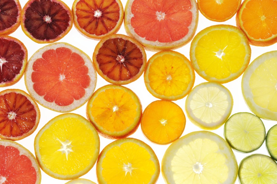 Slices of citrus fruit