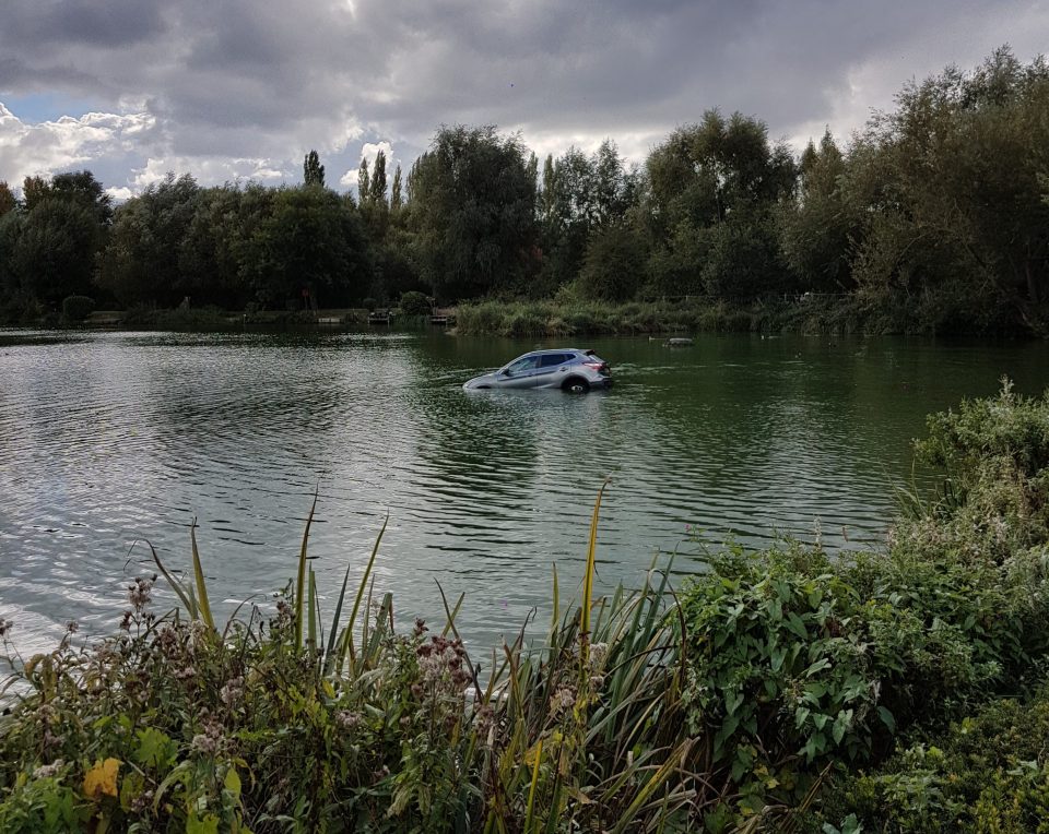 Rescuers save a pensioner from a sinking car in Welwyn Garden City