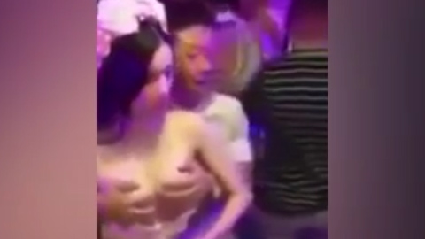 Bride and grope... The woman lets the man grab her breasts