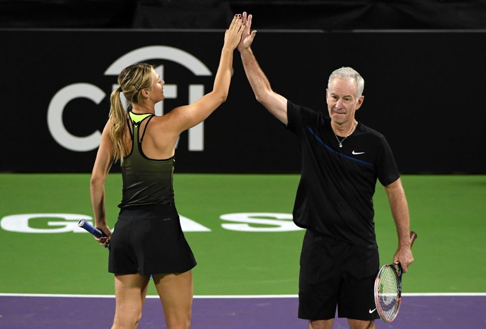  Sharapova and John McEnroe shared the court in Las Vegas