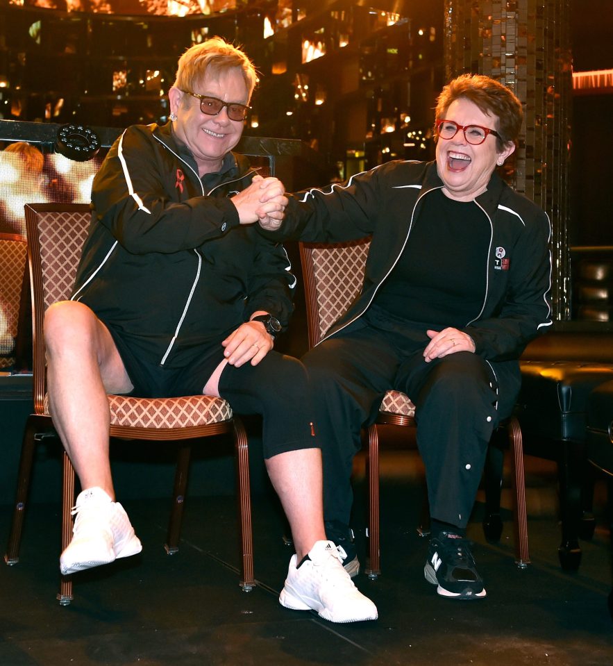  Elton appeared the spitting image of the 73-year-old multiple Grand Slam winner