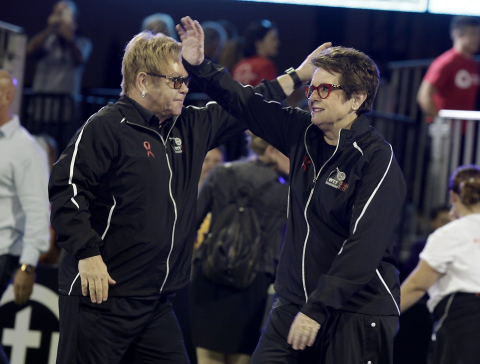  The pals were seen wearing matching tracksuits and glasses at the TeamTennis Smash Hits charity tennis event