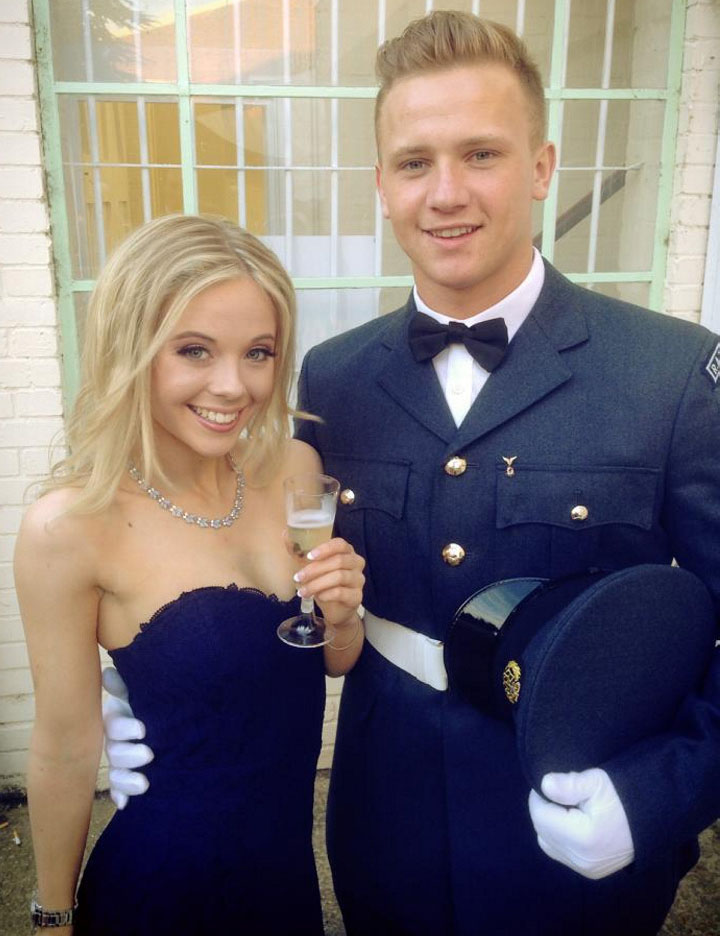  Despite widespread searches no trace of the airman, pictured with ex-girlfriend Chloe, has ever been found