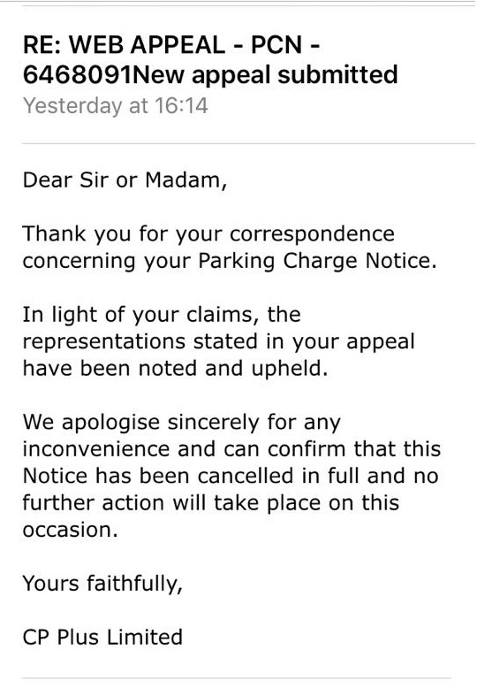 Apology ... Parking company saw its error after James fought back