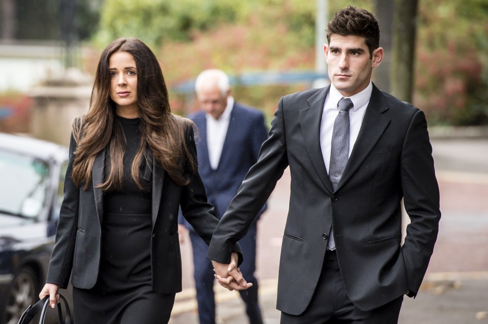 Evans was supported by partner Natasha Massey with it revealed the woman who accused the footballer of rape has been forced to assume a new identity due to being abused