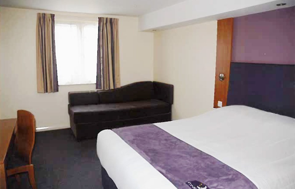 The inside of Room 14 at the Premier Inn, near Rhyl