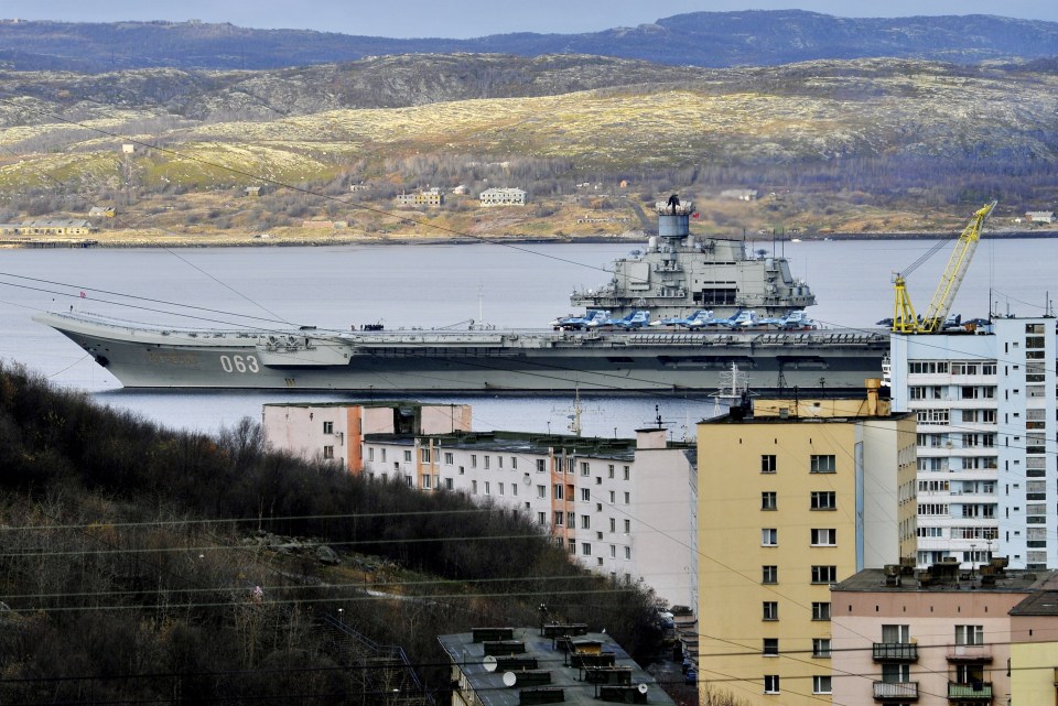  The Russian aircraft carrier Admiral Kuznetsov at a ship-repairing yard