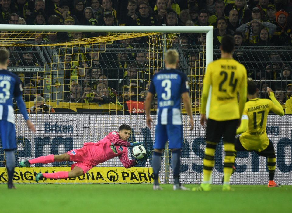  Dortmund fans were left stunned when Aubameyang fluffed his lines late on