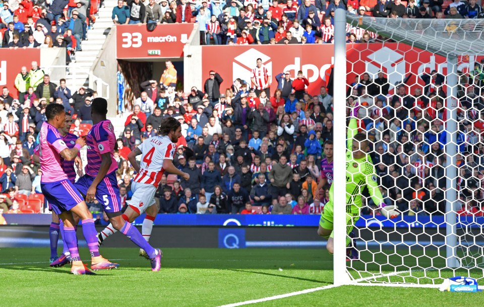 Joe Allen gets Stoke off to a tremendous start, nodding in the game's opener