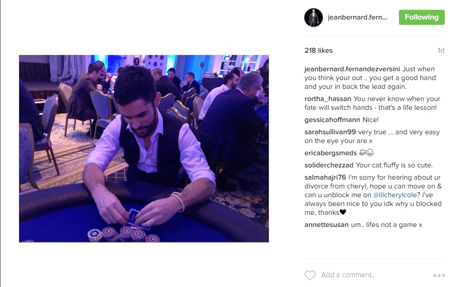 Gambling man . . . JB posts Instagram message after news of divorce breaks