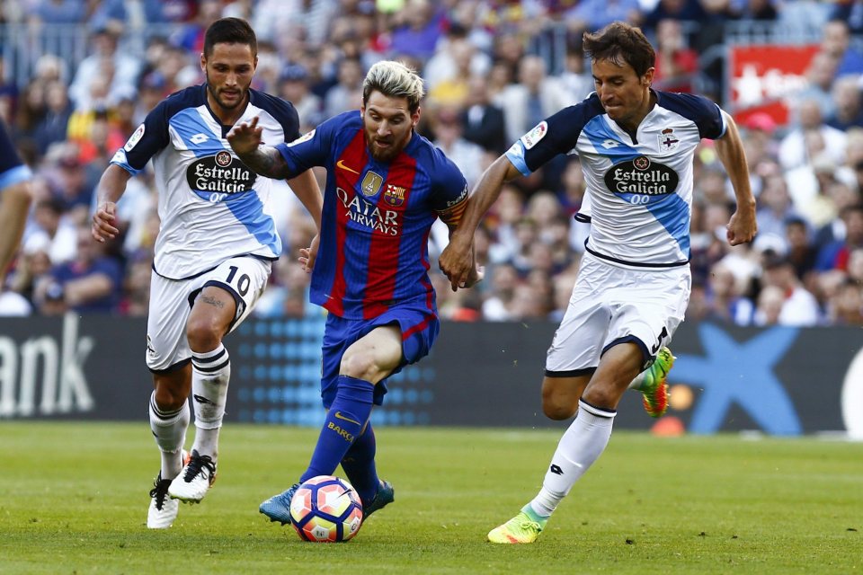 Lionel Messi in action for Barcelona against Deportivo in his big comeback