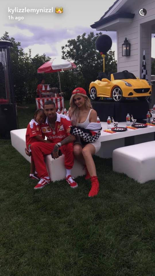 Kylie shared a series of pics with her man at the kids' party 