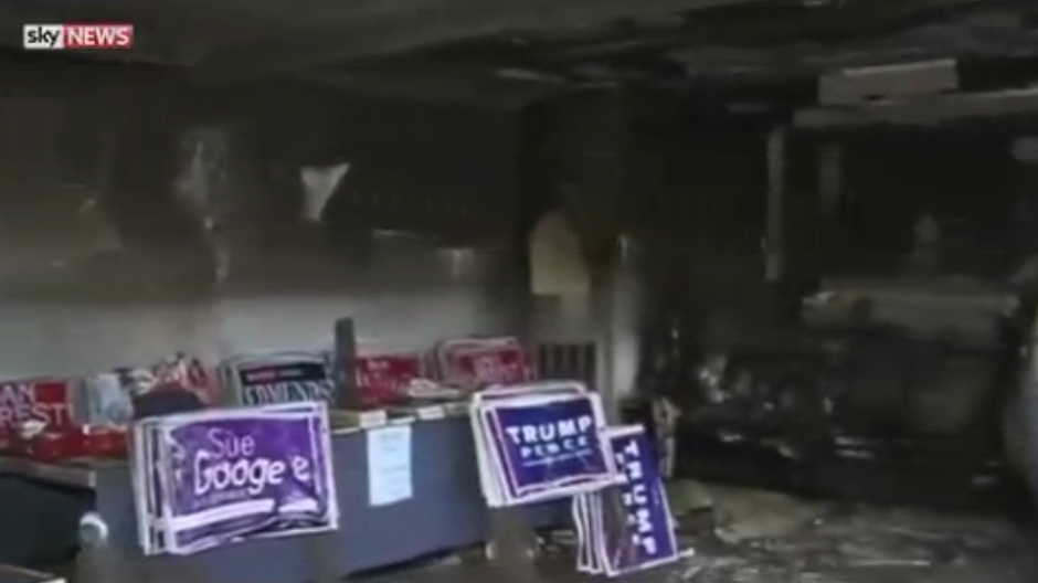  The firebomb ripped through this Republican party office in North Carolina