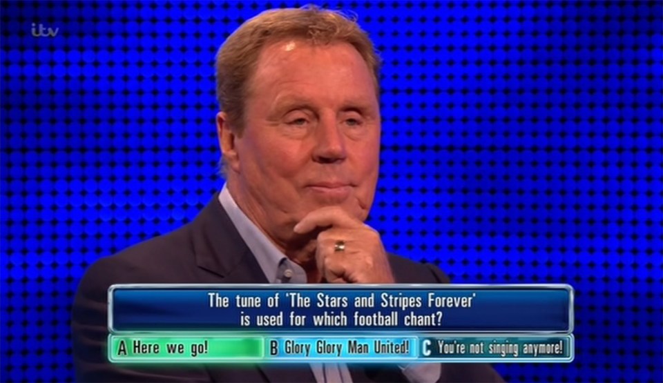 Harry Redknapp was left red-faced after crashing out of The Chase on a football-themed question