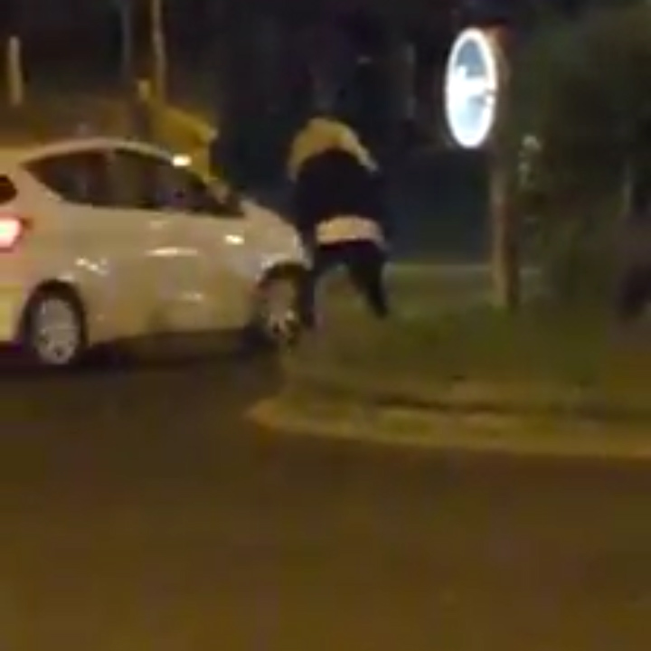  'Killer clown' confronts motorist on roundabout in Anstey, Leicestershire, during incident that was caught on camera