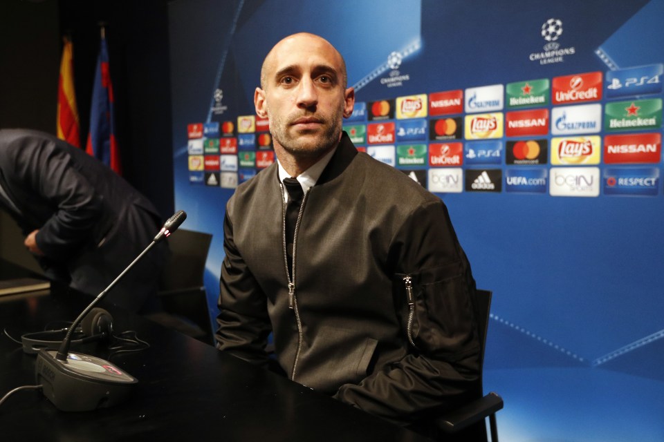 Pablo Zabaleta wears Manchester Citys preppy suit ahead of their match in Barcelona